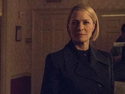 Robin Wright en un momento del rodaje de 'House of Cards'.