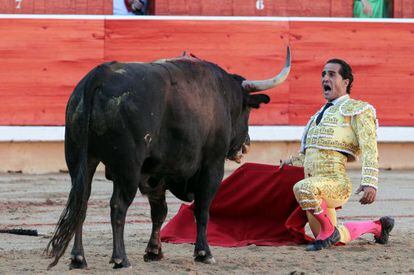 Ivan Fandi&ntilde;o en su primer toro, al aque corto una oreja.