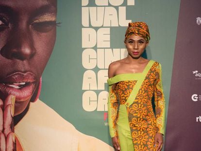 La actriz Napo Kalebe, durante la clausura del XXVII Festival de Cine Africano Tarifa-Tánger, en mayo de 2019.