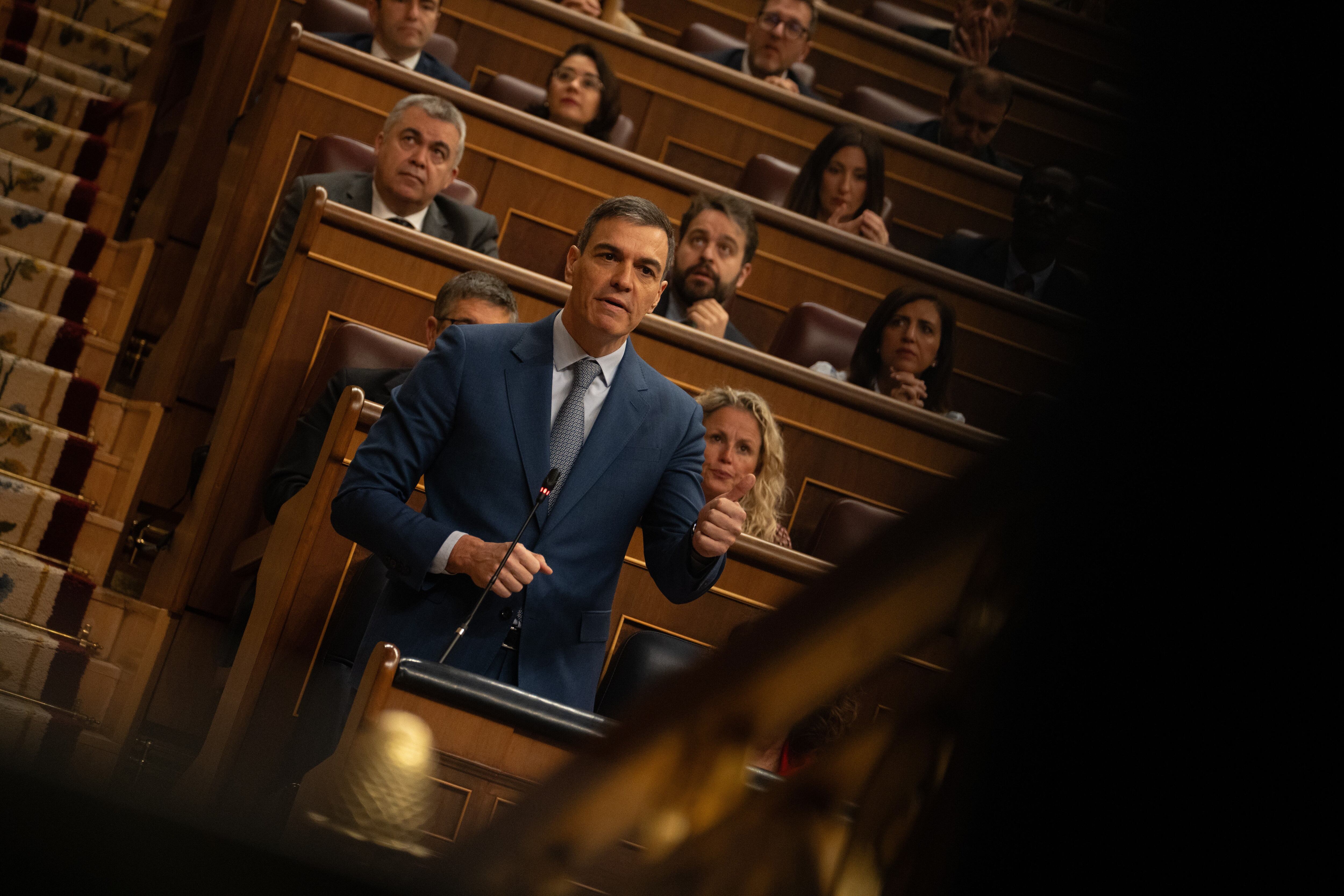 El presidente del Gobierno, Pedro Sánchez, hoy en el Congreso.