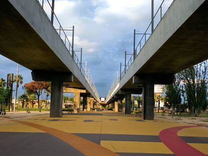 Obras del metro en Zona Franca, en una imagen de archivo.