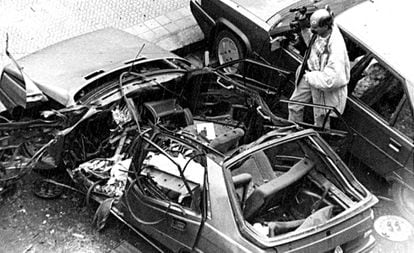 El coche del guardia civil Fernando Jiménez, asesinado por ETA en 1994.