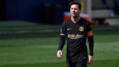 Leo Messi, en un partido Villarreal - F. C. Barcelona disputado en Villarreal el 25 de abril de 2021.