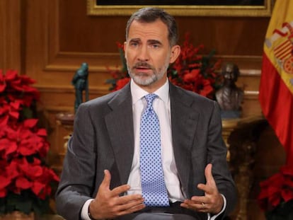 El Rey, Felipe VI, durante su discurso de Navidad. 