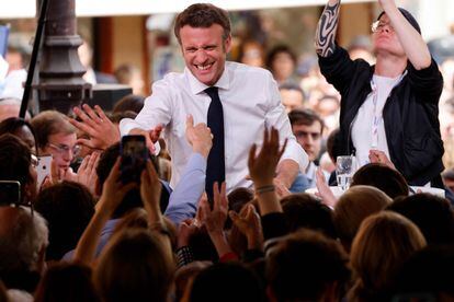 Macron en el cierre de su campaña en Figeac, en el sur de Francia.