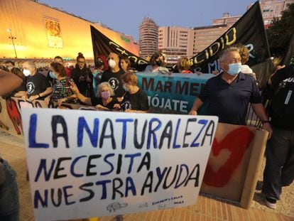 Miles de personas se manifiestan hoy en Murcia exigiendo medidas para salvar el mar Menor.