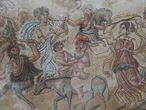 Cortejo Dionisiaco compuesto por centauros, músicos, sátiros en un mosaico del Tricliniun de la villa romana de Noheda (Cuenca).