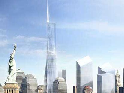 Propuesta de la Torre de la Libertad realizada en diciembre de 2003 por Daniel Libeskind y David Childs.