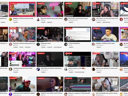 Una captura de 24 canales en directo en Twitch con unas docenas de espectadores. La imagen está tomada el 5 de abril.