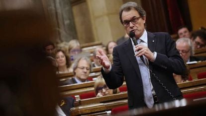 El presidente de la Generalitat, hoy en el Parlament.