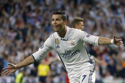 Cristiano Ronaldo celebra uno de sus goles al Bayern.