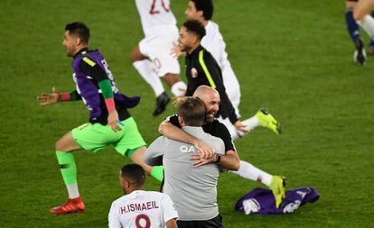 Félix Sánchez celebra la victoria en la Copa de Asia de Qatar.