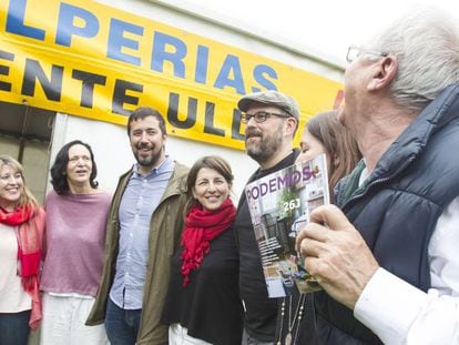 Dirigentes de Podemos, Anova y Esquerda Unida, en Santiago en 2016.