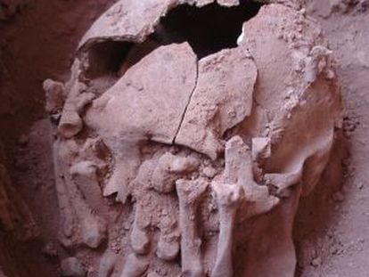 Los restos del decapitado hallados en la cueva de Lapa do Santo