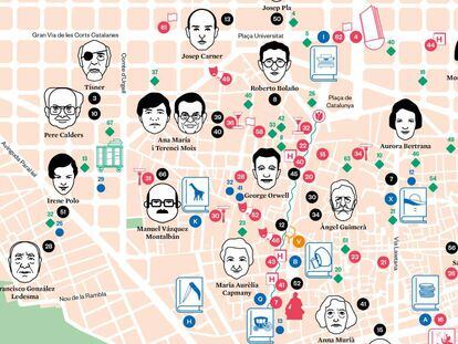 El mapa literario de Barcelona.