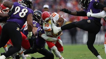 Un momento del partido de fútbol americano del pasado 28 de enero entre los Kansas City Chiefs y los Baltimore Ravens.