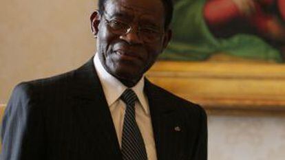 Obiang en una reunión con el Papa en octubre.