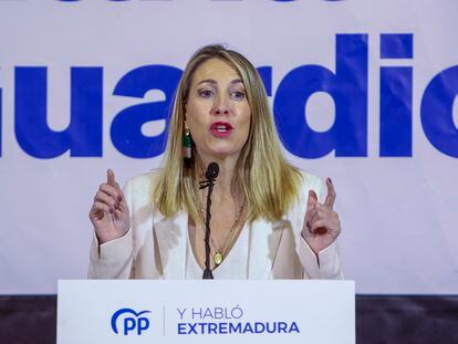 Reunión de la Junta Directiva Regional del PP de Extremadura, presidida por María Guardiola, este sábado en Mérida.