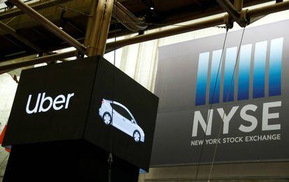 Cartel de Uber en la Bolsa de Nueva York