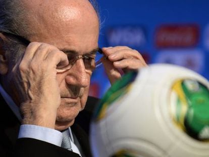 Blatter, presidente de la FIFA, en la rueda de prensa.
