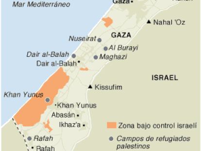 Mapa de la Franja de Gaza.