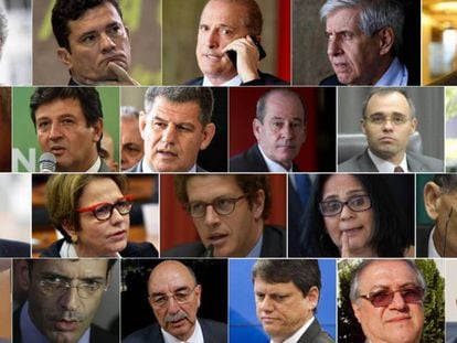 Rostros de los 22 ministros del Gobierno de Bolsonaro. 