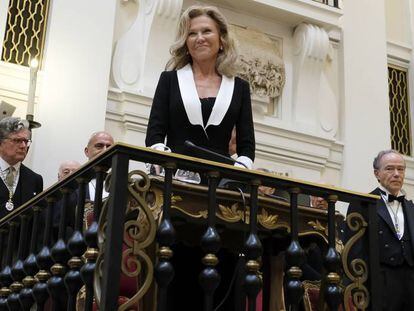 Alicia Koplowitz, durante una ceremonia en la Real Academia de Bellas Artes de San Fernando, el pasado 23 de junio.