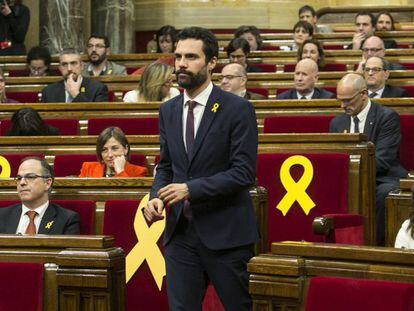 El nuevo presidente del Parlament, Roger Torrent, en el Pleno para la constituci&oacute;n de la XII legislatura del Parlament de Catalu&ntilde;a, el pasado 17 de enero. 
