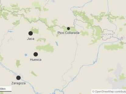 Ubicación del pico Collarada, en cuyas inmediaciones se ha producido el accidente.