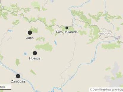 Ubicación del pico Collarada, en cuyas inmediaciones se ha producido el accidente. 