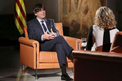 Carles Puigdemont, durante la entrevista en TV-3.