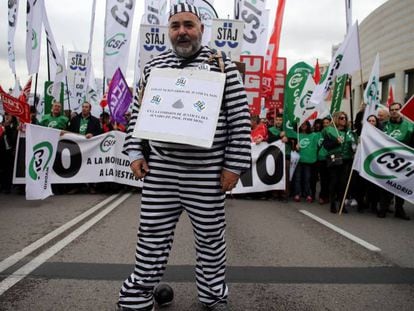 La manifestación de los funcionarios de Justicia en Madrid, este viernes.