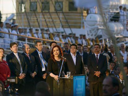 Cristina Fernández da la bienvenida a la fragata Libertad