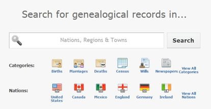 Buscador de archivos genealógicos en todo el mundo, por categorías y países.