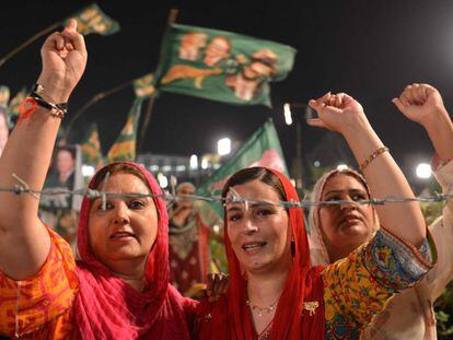 Mujeres paquistaníes, durante un mitin en Rawalpindi.