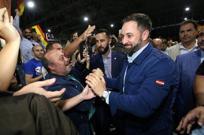 Acto público del presidente de Vox, Santiago Abascal. En Aguadulce (Almería, España)