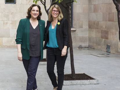 Ada Colau y Elsa Artadi, este miércoles en la Generalitat.
