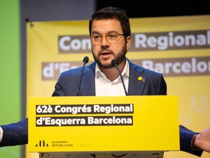 Intervención de Pere Aragonès durante el congreso de la Federación de Barcelona de ERC.