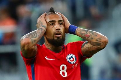 Arturo Vidal, during a game of the Chilean team in 2017.