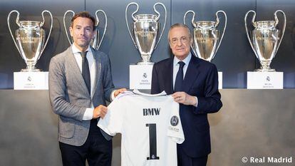 El Real Madrid y BMW hicieron oficial el acuerdo que han firmado, en un acto al que acudieron Florentino Pérez, máximo dirigente del club blanco, y Manuel Terroba, presidente ejecutivo de BMW Group España y Portugal. 