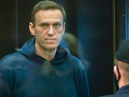 Alexéi Navalni durante la vista judicial en el Tribunal Municipal de Moscú, a primeros de febrero.