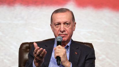Recep Tayyip Erdogan, el día 27 en un acto en Bilecik, en una imagen de la oficina de prensa de la presidencia turca.