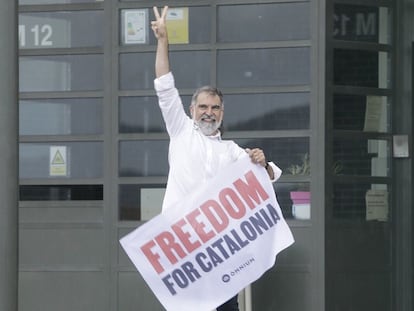 Jordi Cuixart cuando salió de la prisión de Lledoners en junio de 2021.