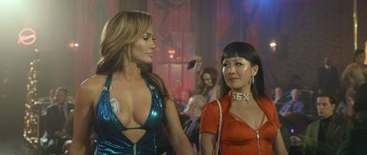 Still from the movie Hustlers starring Jennifer Lopez.