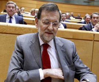 El presidente del Ejecutivo, Mariano Rajoy, al inicio de la sesi&oacute;n de control al Gobierno celebrada en el Senado. EFE/Archivo