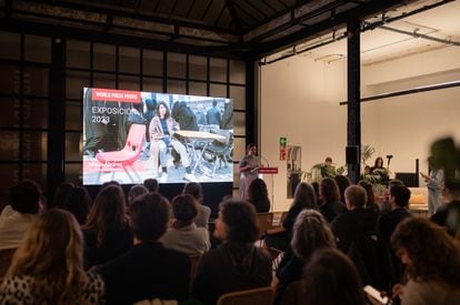 Presentation of the World Press Photo exhibition in Madrid, on November 30, with the image chosen for the catalog, in a photo provided by the organization.