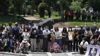 Ceremonia de la declaración del monumento por las víctimas como patrimonio nacional del Perú, este martes.