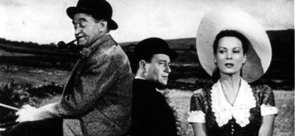 Fotograma de la película 'El hombre tranquilo' del director John Ford, con John Wayne y Mauren O` Hara.