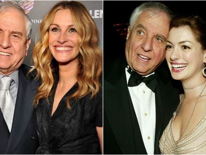 Garry Marshall con Julia Roberts y, a la derecha, con Anne Hathaway.