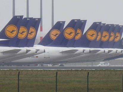 Aviones de Lufthansa en el aeropuerto Willy Brandt de Berlín.